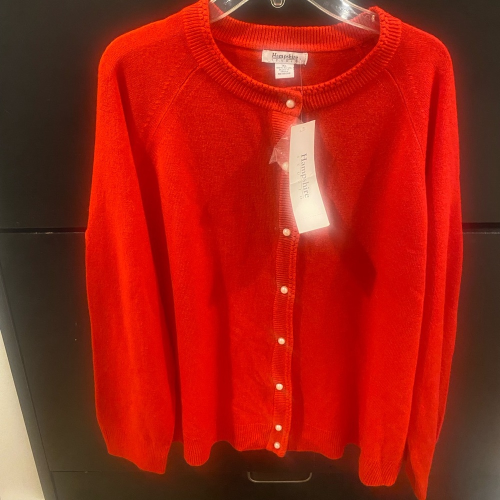Hampshire Studio red button down long sleeve “pearl” buttons cardigan XL
